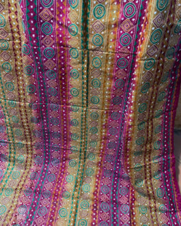 Onion Red And Green Kantha Embroidery Silk Dupatta