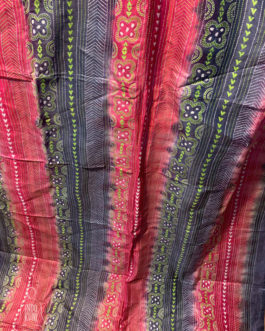 Pink and Grey Kantha Embroidery Silk Dupatta