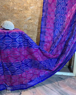 Magenta And Purple Kantha Embroidery Silk Dupatta