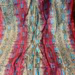 Onion red and Beige Silk Chunni with kantha stitch work