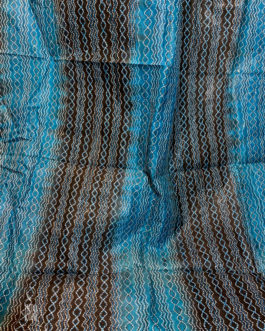Black And Light Blue Kantha Embroidery Silk Dupatta
