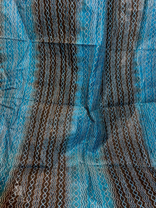 Black and Light Blue Chunni with kantha stitch work