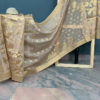 Banarasi Silk Cotton Dupatta Beige color base and zari bel boota and floral boota design and four sided zari border weave