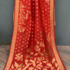 Banarasi Silk Cotton Dupatta Brick Red color with zari bel boota and floral boota design and four sided zari border weave