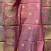 Banarasi Silk Cotton Dupatta Onion pink color and zari vriksha boota along side the zari border and small floral boota in the body accompanied with intricate zari boota (anchal style) pattern at the sides