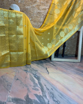 Banarasi Silk Cotton Dupatta In Turmeric Yellow