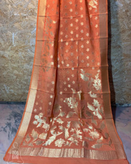 Banarasi Silk Cotton Dupatta In Orange