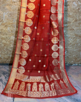 Banarasi Silk Cotton Dupatta In Red