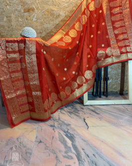 Banarasi Silk Cotton Dupatta In Red