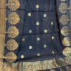 Banarasi Silk Cotton Dupatta Black color and zari vriksha boota along side the zari border and small floral boota in the body accompanied with intricate zari boota (anchal style) pattern at the sides