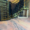 Banarasi Silk Cotton Dupatta Black color and zari vriksha boota along side the zari border and small floral boota in the body accompanied with intricate zari boota (anchal style) pattern at the sides