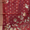 Banarasi Silk Cotton Dupatta Brick red color and zari bel boota and floral boota design and four sided zari border weave