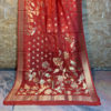 Banarasi Silk Cotton Dupatta Bright red color and zari bel boota and floral boota design and four sided zari border weave