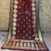 Banarasi Silk Cotton Dupatta Brown color and zari vriksha boota along side the zari border and small floral boota in the body accompanied with intricate zari boota (anchal style) pattern at the sides