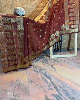 Banarasi Silk Cotton Dupatta In Brown