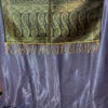 Banarasi silk Table Runner black base with black resham and golden zari leaf design weave
