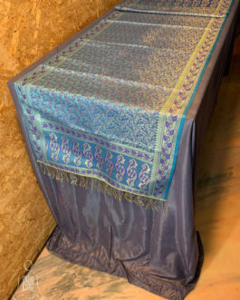 Light Blue Banarasi Silk Cotton Table Runner