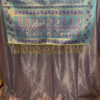 Banarasi silk Table Runner light blue with purple resham and golden zari floral and paisley bel boota design