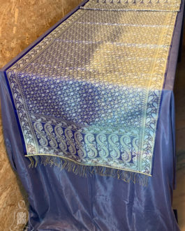 Cobalt Blue Banarasi Silk Cotton Table Runner