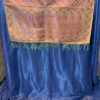 Banarasi silk Table Runner orange with magenta resham and golden zari floral and paisley bel boota design