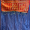 Banarasi silk Table Runner red with orange resham and golden zari floral and paisley bel boota design