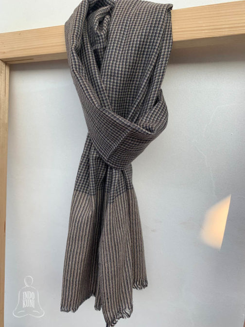 Pure Pashmina muffler in black grey beige combination small checks