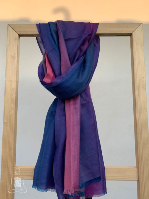 Pure Pashmina Shawl with beautiful multi colored combination of mauve purple peach and blue