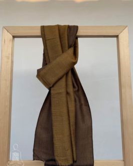 Pure Pashmina reversible hand woven muffler mustard on one side and brown on the other side