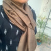 Pure Pashmina reversible hand woven muffler mustard on one side and brown on the other side