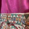 Madhubani hand painted Gheecha pallu pure silk saree in magenta