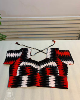 Red And Black Ikat Cotton Blouse