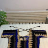Ikat cotton front opening blouse in beige royal-blue and black
