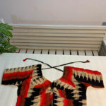 Ikat cotton front opening blouse in red beige brown and black