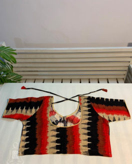 Red And Brown Ikat Cotton Blouse
