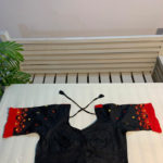 Black cotton fabric choli cut front opening Bengali style blouse