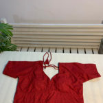 Chikankari work maroon cotton fabric choli cut back opening blouse