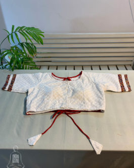 Chikankari work white cotton fabric princess cut front opening padded blouse