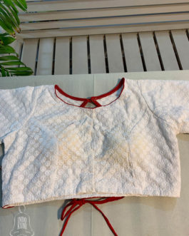 White Cotton Blouse With Chikankari Embroidery