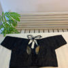 Chikankari work black cotton fabric choli cut back opening half-sleeve blouse