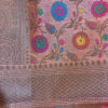 Banarasi Mercerised Cotton Silk saree in Peach color with Patola floral weave and multicolored resham meenakari