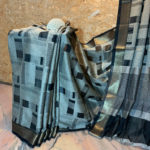 Banarasi Mercerised Cotton Silk saree in Black color base with beige resham weave