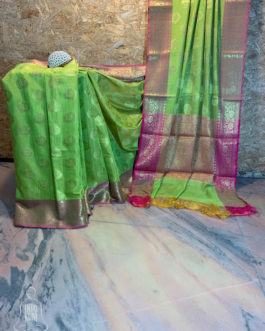 Pure Banarasi Linen Saree in Light Green