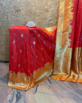 Banarasi Semi Katan Rangkaat Saree In Red