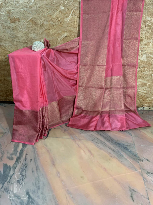 Banarasi Semi Georgette Pink Saree