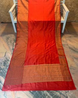 Banarasi Semi Georgette Scarlet Red Saree