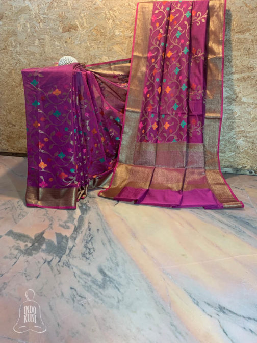 Banarasi Mercerized Cotton Purple Saree