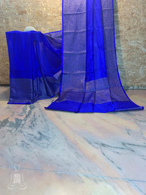 Banarasi Semi Georgette Royal Blue Saree