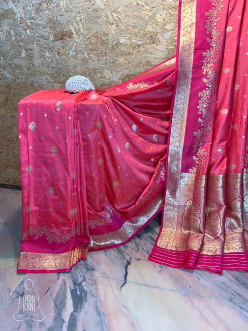 Banarasi Semi Katan Rangkaat saree In Peach