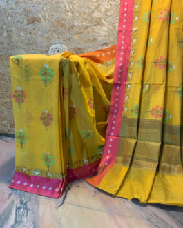 Mercerised Cotton Silk Banarasi Saree In Turmeric Yellow
