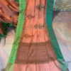 Banarasi Mercerised Cotton Silk saree Peach color with floral antique zari and resham boota on body and resham patta border